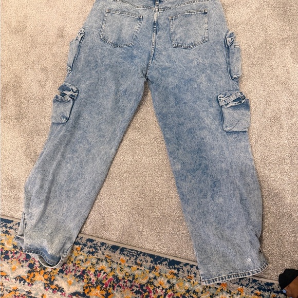 Fashion Nova Relaxed Blue Distressed Jeans - Picture 3 of 4